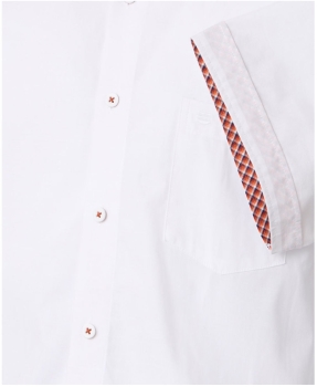 REDMOND Kurzarmhemd weiss Slubgarn Struktur Casual Comfort Fit