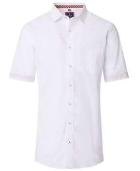 REDMOND Kurzarmhemd weiss Slubgarn Struktur Casual Comfort Fit