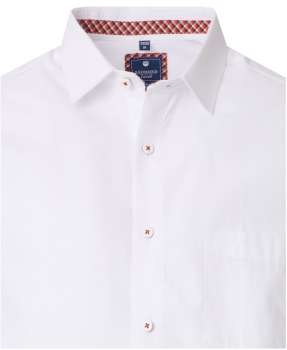 REDMOND Kurzarmhemd weiss Slubgarn Struktur Casual Comfort Fit