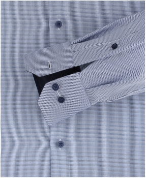 REDMOND Langarmhemd Modern Fit blau Struktur