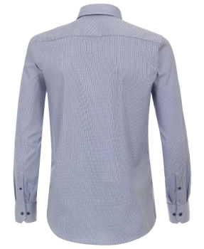 REDMOND Langarmhemd Modern Fit blau Struktur
