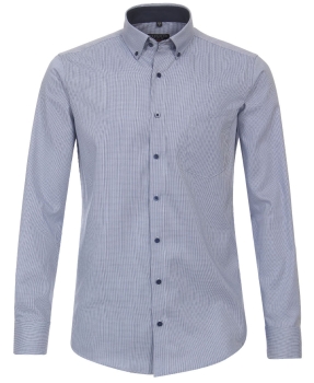 REDMOND Langarmhemd Modern Fit blau Struktur