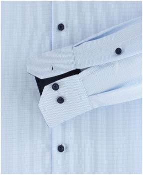 REDMOND Langarmhemd Modern Fit hellblau Struktur