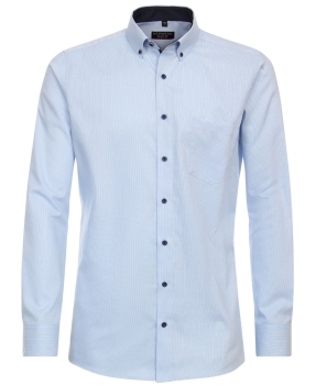 REDMOND Langarmhemd Modern Fit hellblau Struktur