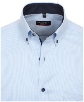 REDMOND Langarmhemd Modern Fit hellblau Struktur