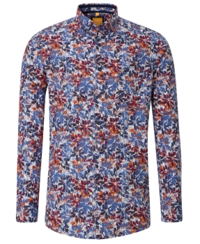 REDMOND Langarmhemd Modern Fit rot multicolor Print Floral