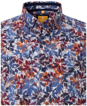 REDMOND Langarmhemd Modern Fit rot multicolor Print Floral