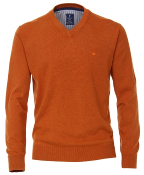 REDMOND V-Neck Pullover Comfort Fit in orange terra