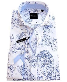 Venti Langarmhemd Edition Slim Fit in weiss Paisleys Print blau