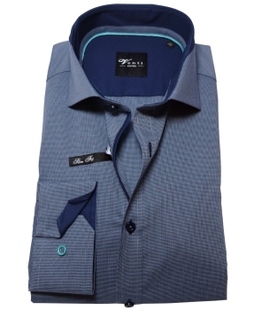 Venti Edition Slim Fit Langarmhemd in dunkelblau Minikaro