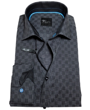 Venti Edition Slim Fit Langarmhemd in schwarz weiss Kleinkaro gemustert