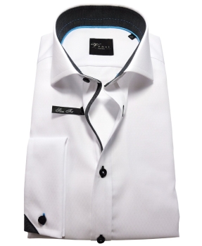 Venti Edition Slim Fit Langarmhemd in weiss Jaquardmuster mit Umschlagmanschette