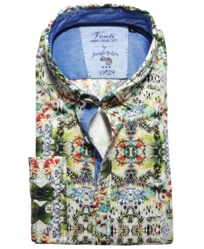 Venti Edition Slim Fit Smart Casual Langarmhemd Dschungelprint multicolor