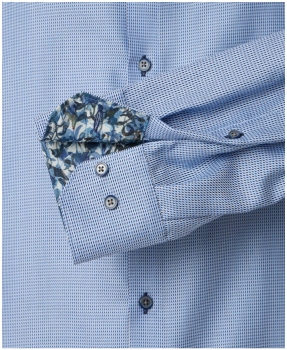 Venti Modern Fit Langarmhemd hellblau Hahnentritt Doppelkragen ÄL 72cm