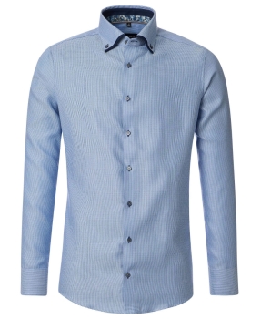 Venti Modern Fit Langarmhemd hellblau Hahnentritt Doppelkragen ÄL 72cm