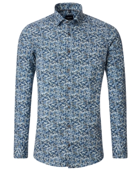 Venti Modern Fit Langarmhemd blau Print extralanger Arm 72cm