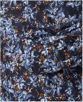 Venti Modern Fit Langarmhemd dunkelblau multicolor Floralprint