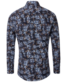 Venti Modern Fit Langarmhemd dunkelblau multicolor Floralprint