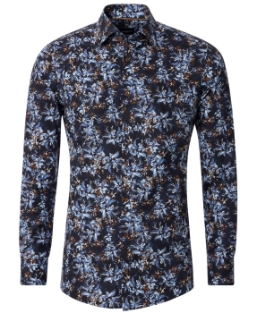Venti Modern Fit Langarmhemd dunkelblau multicolor Floralprint