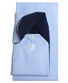 eterna Comfort Fit Business Langarmhemd in hellblau Gitterkaro Patches -  Hochwertige Herrenmode führender Marken zu fairen