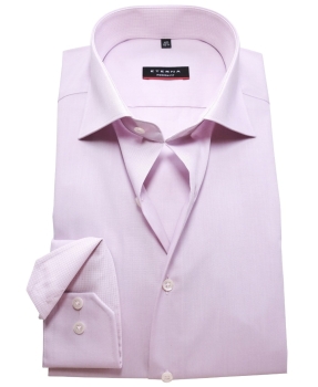 eterna Modern Fit Langarmhemd Chambray in rosé melange mit Patches
