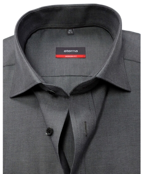 eterna Modern Fit Langarmhemd in Feinoxford dunkelgrau