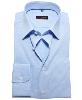 eterna Slim Fit Langarmhemd hellblau Minidesign Ton in Ton