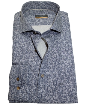 eterna Slim Fit Langarmhemd in blau florales Minimuster