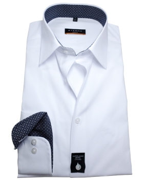 eterna Slim Fit Langarmhemd weiss mit Patches in marine gemustert ÄL 72cm