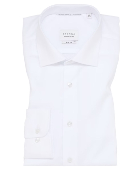 eterna Slim Fit Langarmhemd Kentkragen in weiss