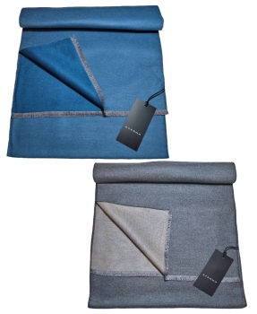 eterna exklusiver Schal Seide Zweiseitenoptik in türkis grau