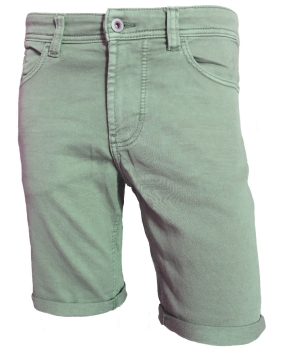 Hattric Jeans Bermuda Stretch grün Denim mit Saumumschlag
