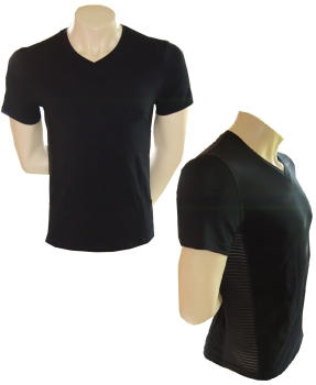 u-wear T-Shirt V-Neck Transparent schwarz
