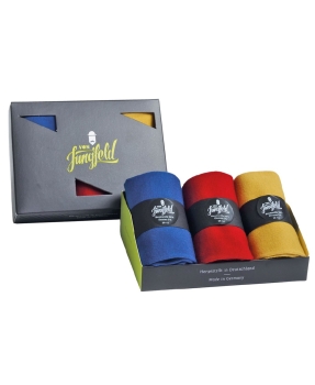 von Jungfeld 3er Box Sport Sneaker in blau rot gelb mit Bundmuster