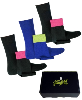 von Jungfeld 3er Box Herrensocken schwarz royalblau