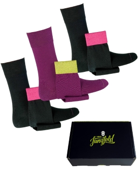 von Jungfeld 3er Box Herrensocken schwarz burgunder