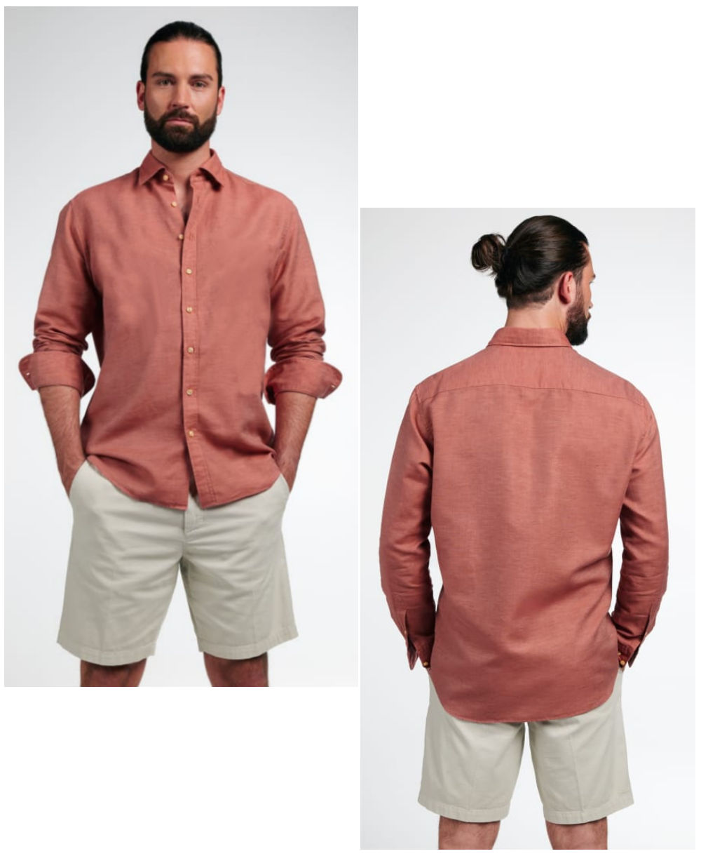 eterna Premium 1863 Modern Fit Langarmhemd Leinenstruktur in rostrot -  Hochwertige Herrenmode führender Marken zu fairen