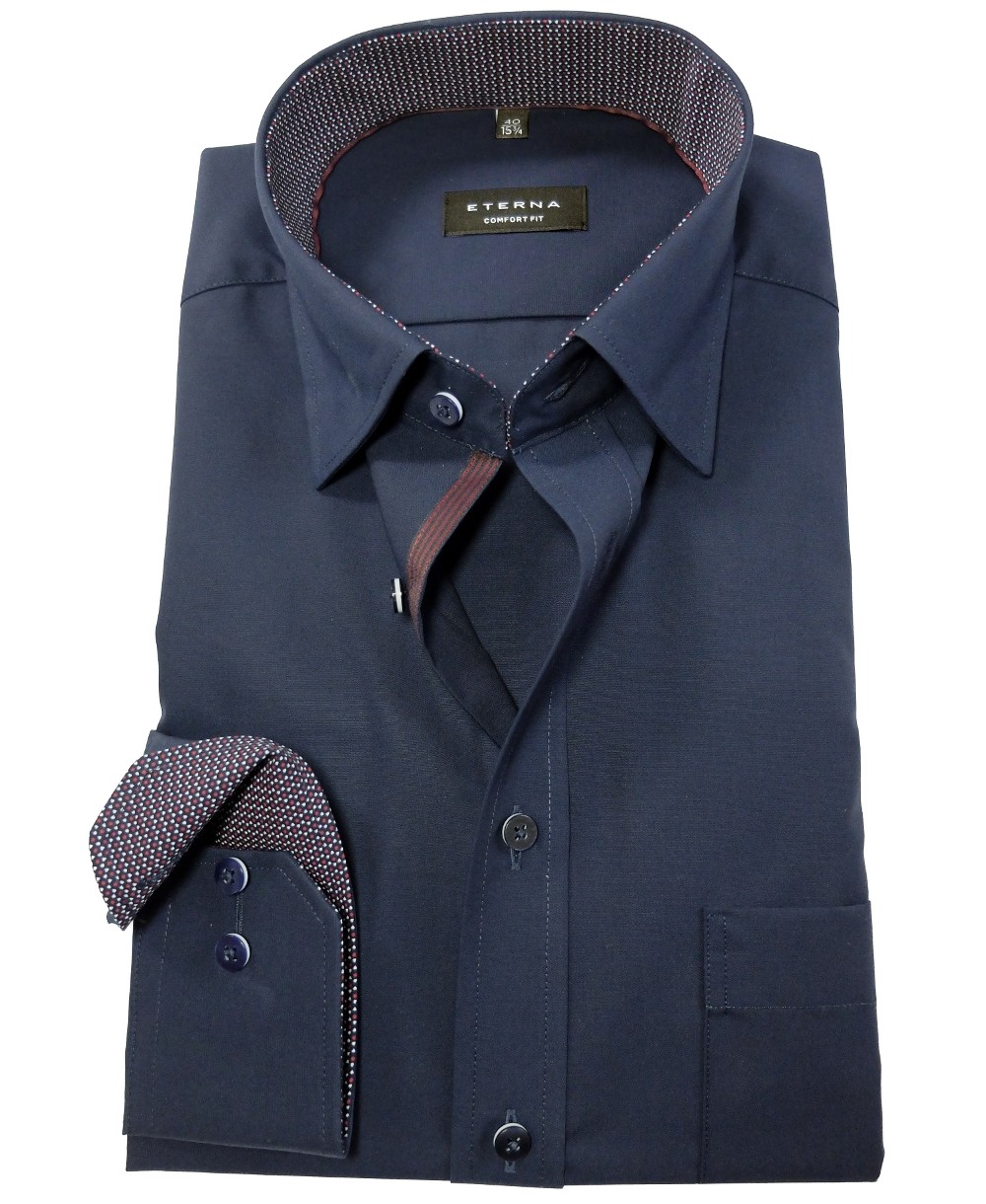 eterna Comfort Fit Langarmhemd dunkelblau mit Brusttasche - Hochwertige  Herrenmode führender Marken zu fairen