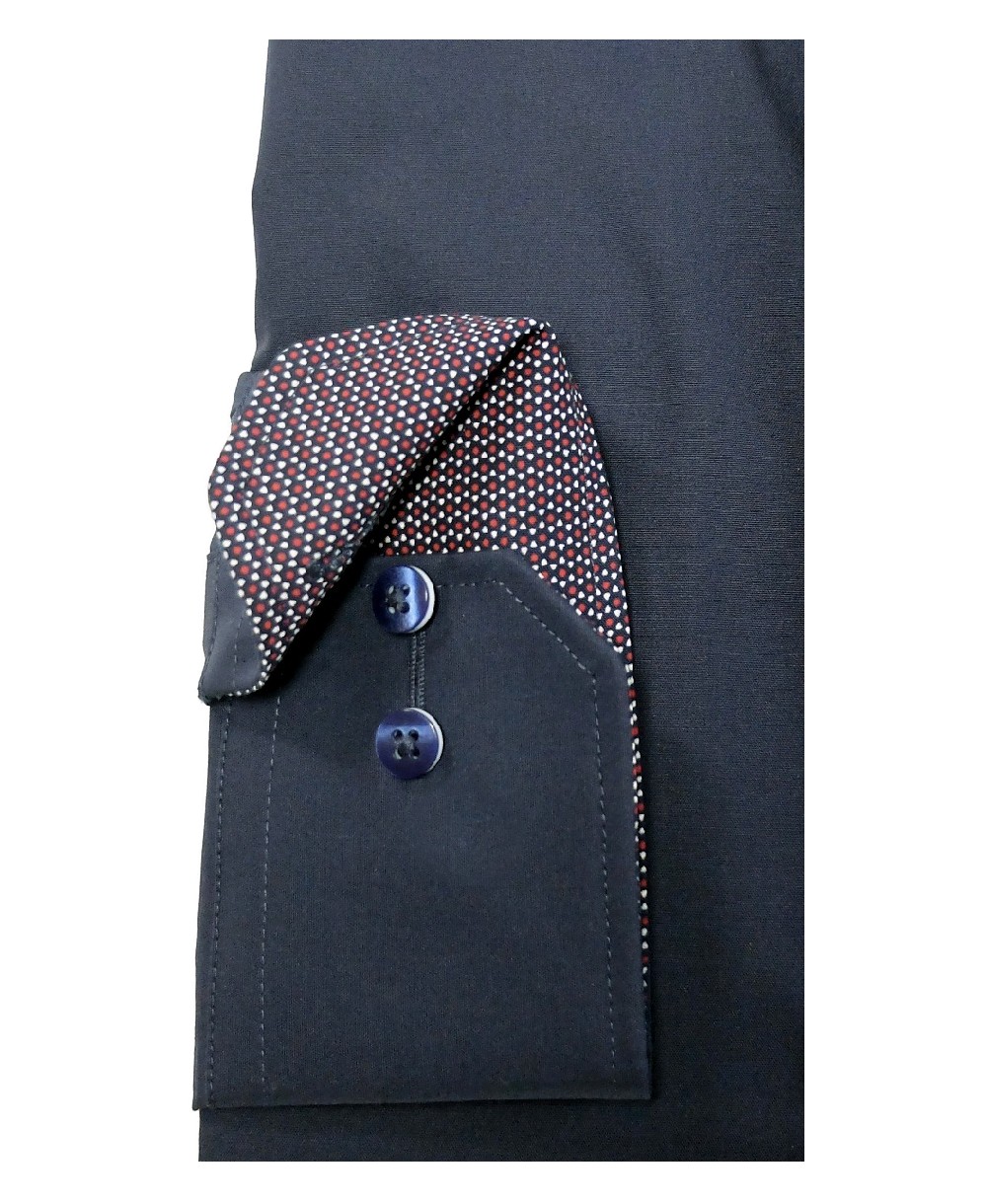 Hochwertige Brusttasche fairen eterna führender Marken dunkelblau zu Comfort Langarmhemd mit Herrenmode - Fit