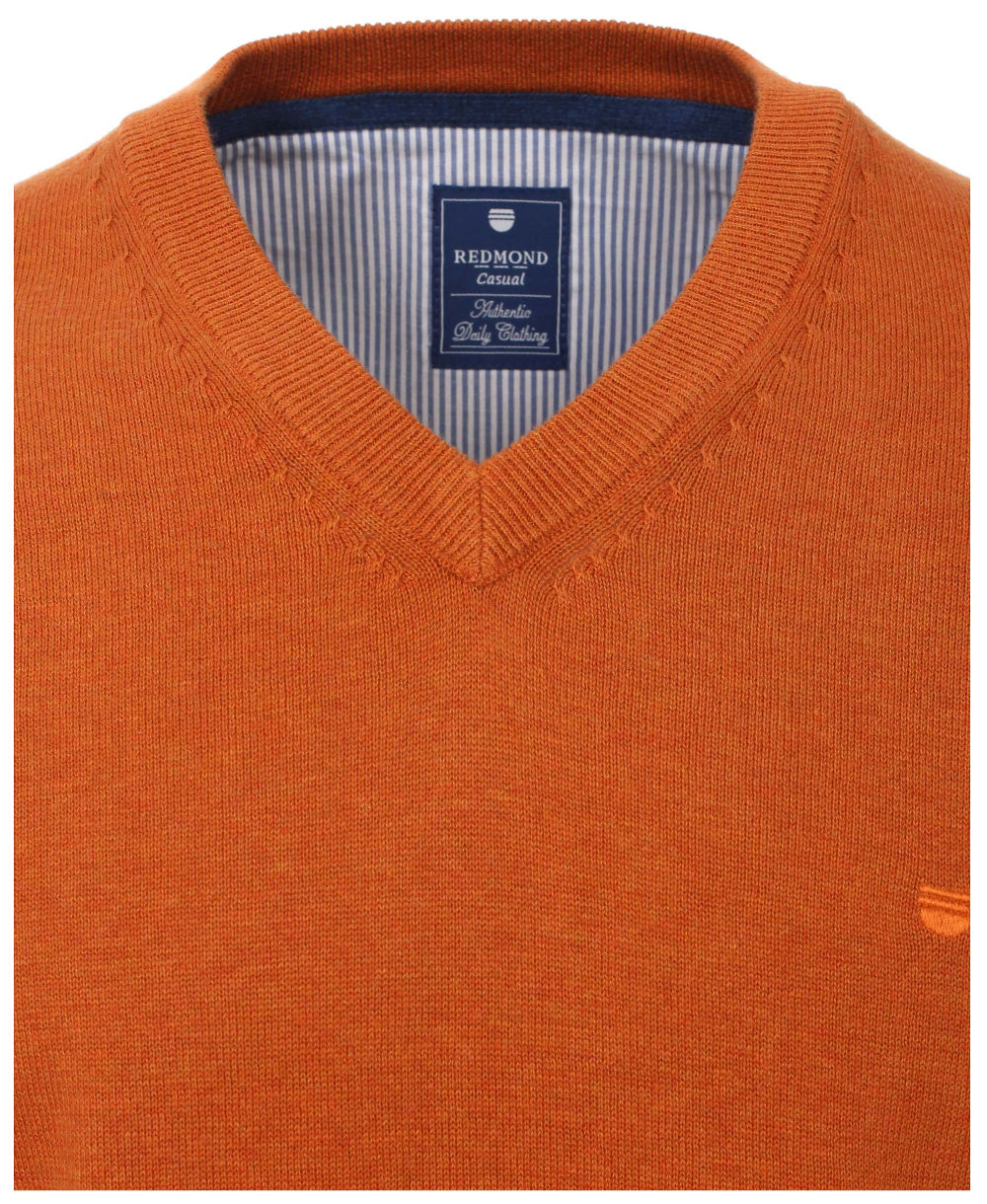 REDMOND V Neck Pullover Comfort Fit in orange terra