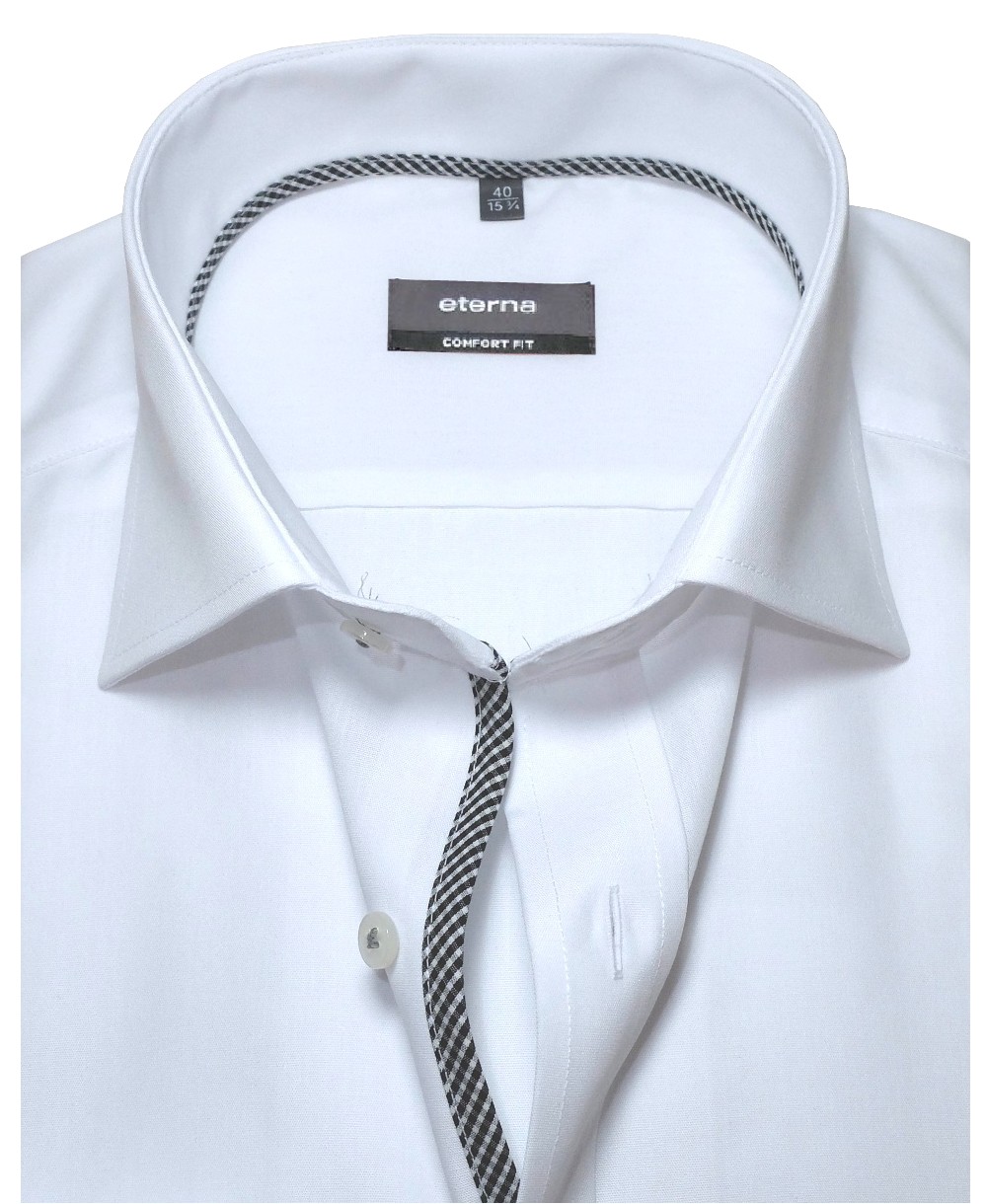 eterna Comfort Fit Langarmhemd in weiss mit modischen Details - Hochwertige  Herrenmode führender Marken zu fairen