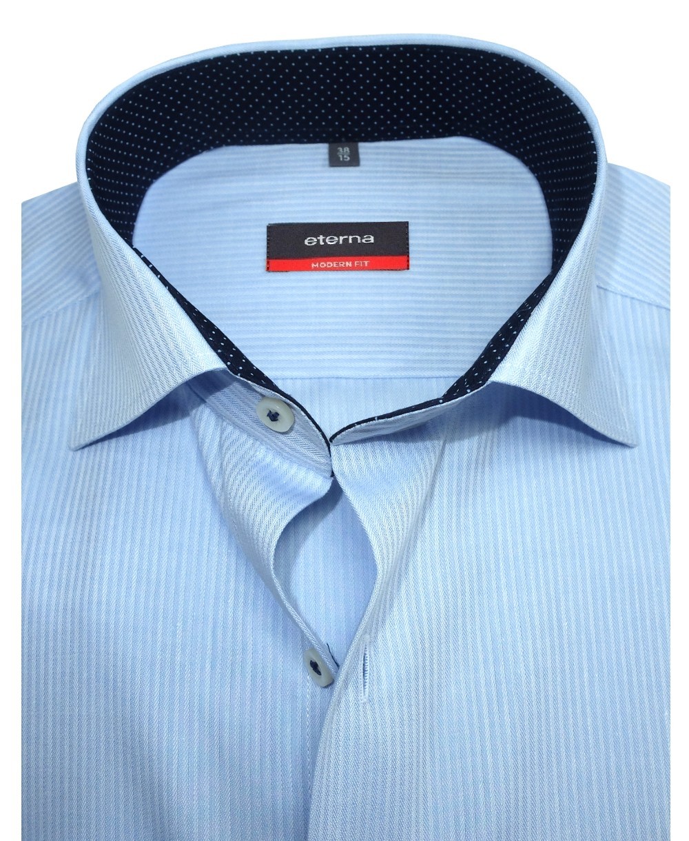 eterna Modern Fit Langarmhemd hellblau Webstreifendesign - Hochwertige  Herrenmode führender Marken zu fairen