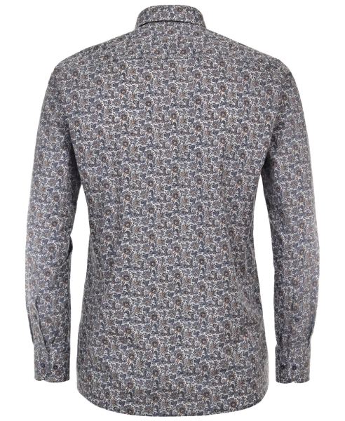 Casa Moda Premium Modern Fit Langarmhemd Stretch blau braun Paisleys Print