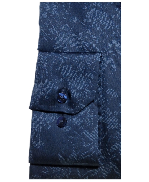 eterna Modern Fit Langarmhemd + Krawatte dunkelblau blau Floralmotiv -  Hochwertige Herrenmode führender Marken zu fairen | Breite Krawatten