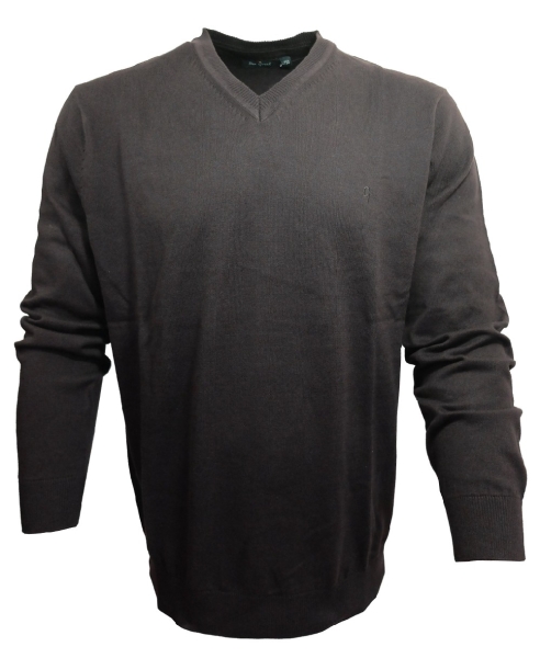 Ben Green V-Neck Pullover Classic in weinrot braun lila