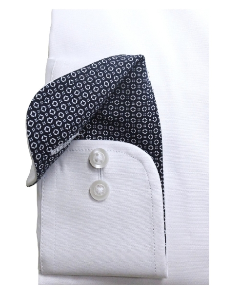 eterna Slim Fit Langarmhemd weiss Patches marine gemustert ÄL 72cm