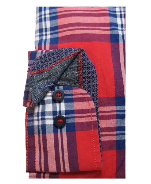 Casa Moda Casual Fit Langarmhemd Karo in rot blau weiss
