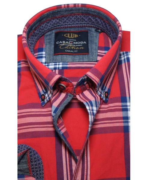 Casa Moda Casual Fit Langarmhemd Karo in rot blau weiss