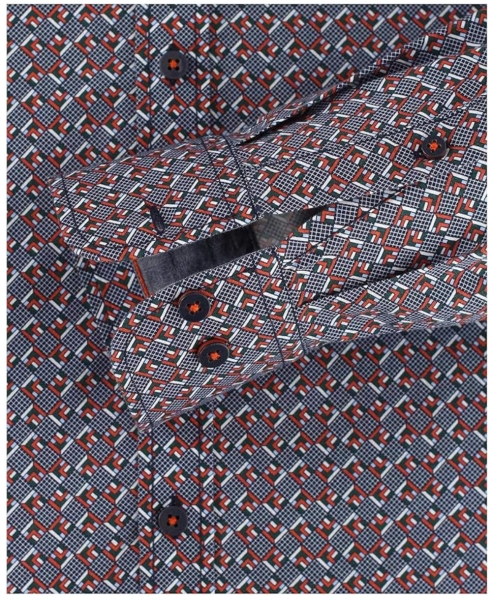 Casa Moda Casual Fit Langarmhemd in dunkelblau terra grün weiss gemustert