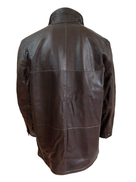 Bugatti Long Lederjacke CANADIAN in dunkelbraun mit separater Weste